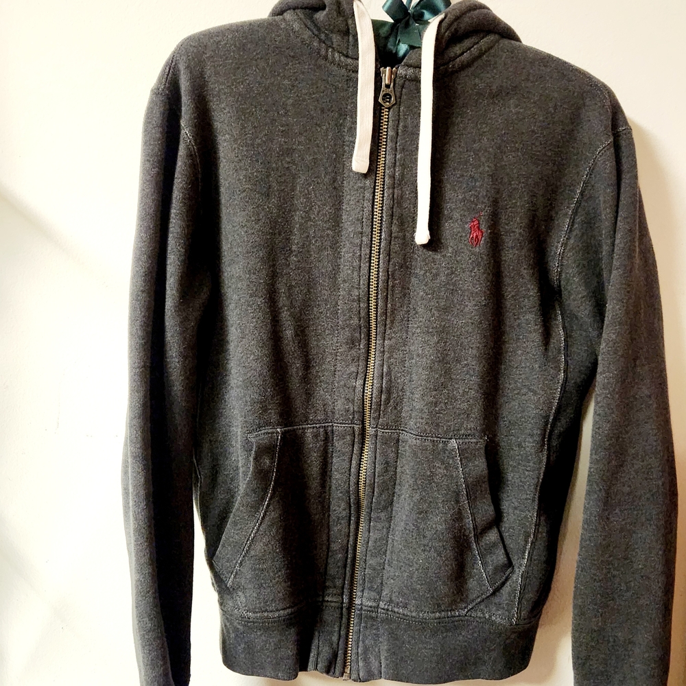 Polo by Ralph Lauren Men's Blue Gray Hoodie Zip Up Sweatershirt - Picture 2 of 5